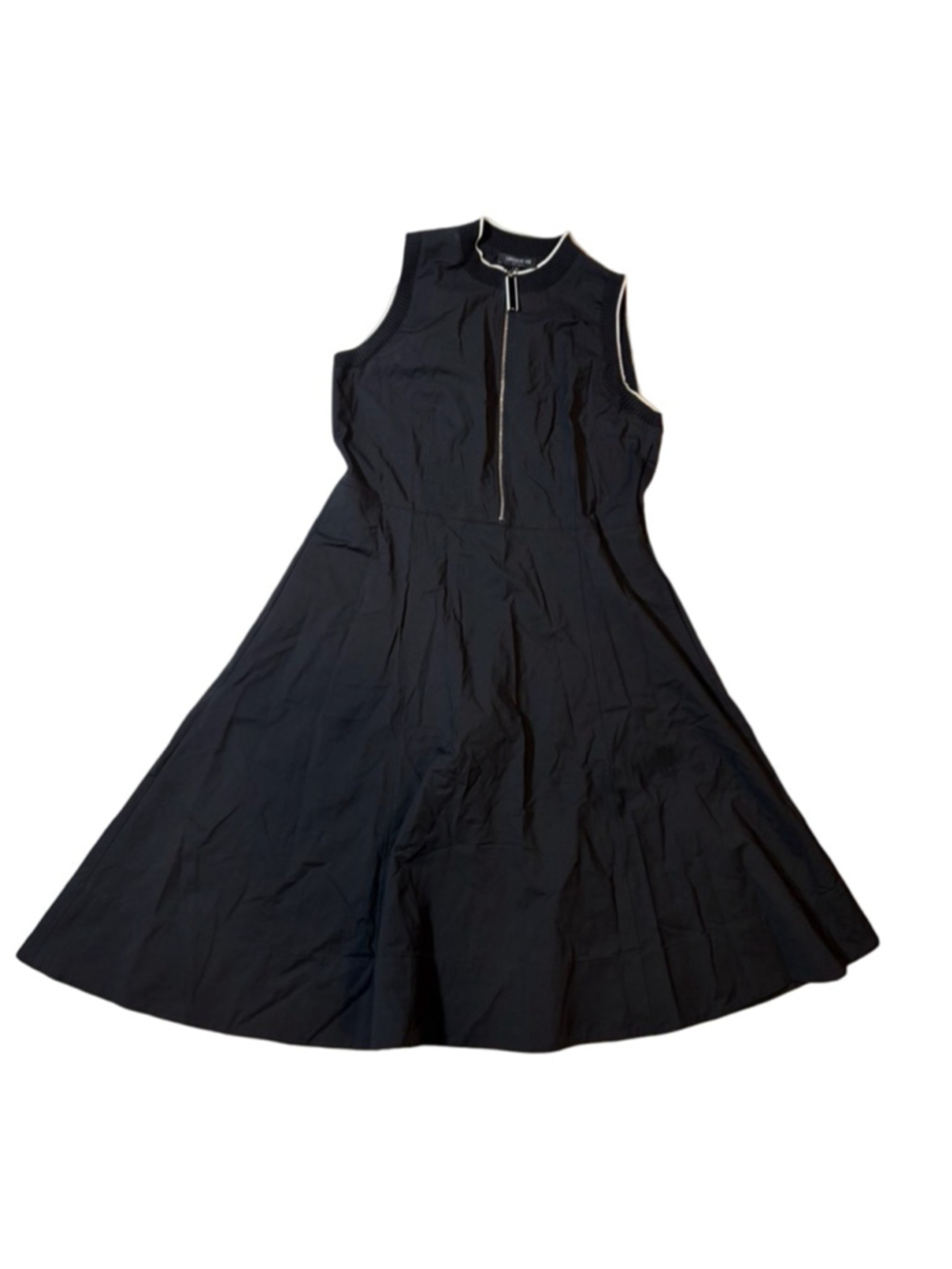 Lafayette 148 New York Black Fit & Flare Zip Front Midi Dress Size 12